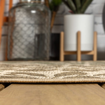 Zinnia Modern Floral Textured Weave Indoor/outdoor Runner Rug